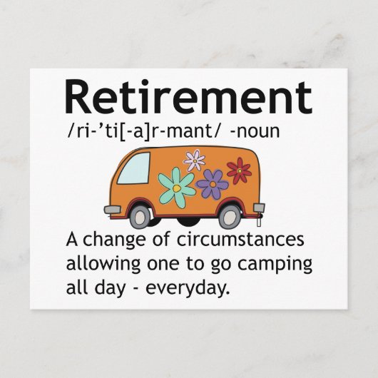 Funny Camping Retirement Definition Kaart (Voorkant)