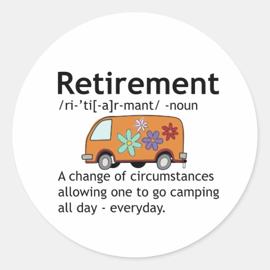 Funny Camping Retirement Definition Ronde Sticker (Voorkant)