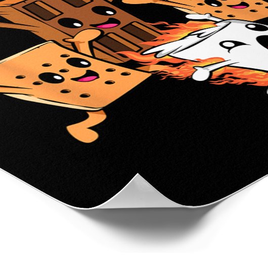 Funny Camping Smores Group Hug Marshmallow Chocola Poster (Hoek)