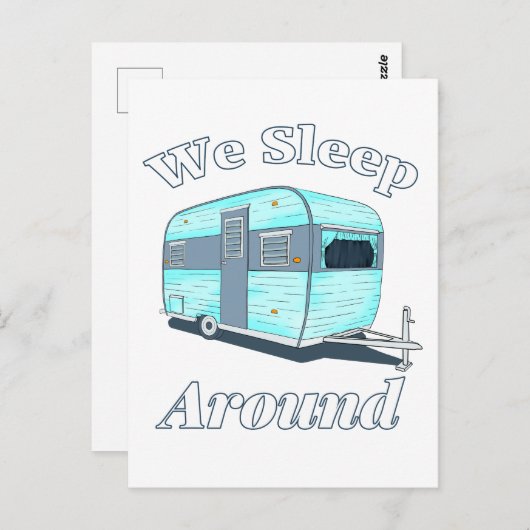 Funny Camping We slapen rond RV Briefkaart (Voorkant / Achterkant)