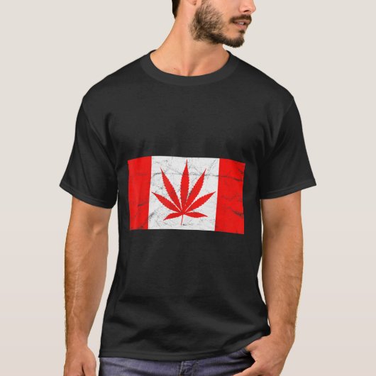 Funny Canada &amp; Weed Leaf! Canadian New Flag Jo T-shirt (Voorkant)