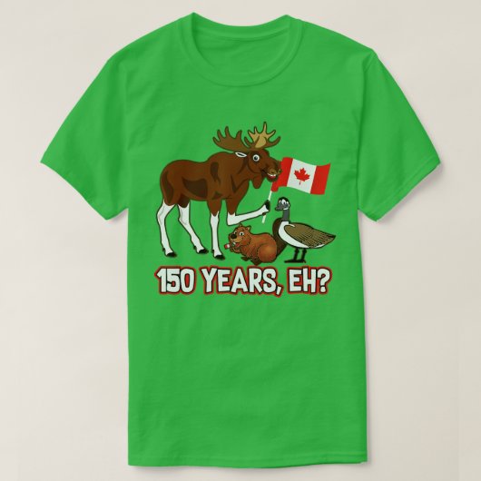 Funny Canada Day 150 jaar met Moose Beaver Goos T-shirt (Design voorkant)