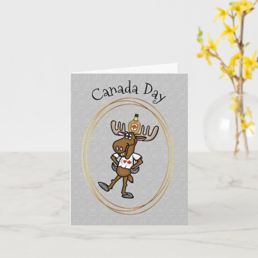 Funny Canada Day Moose Kaart (Gele Bloem)