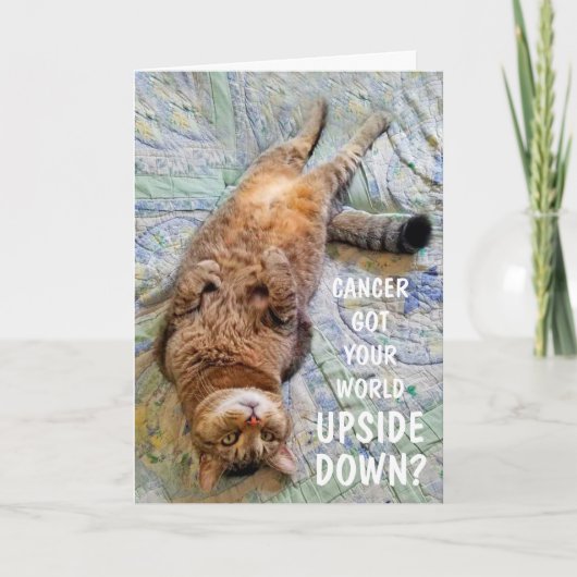 Funny Cancer ondersteboven Kat Support Kaart (Voorkant)