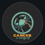 Funny Cancer Zodiac Star Sign Astrology Birthday Ronde Sticker<br><div class="desc">Kanker zodiac ster en symbool. retrospectief ontwerp voor degenen die in juni of juli geboren zijn. Koel en grappig verjaardagsfeest voor Cancer baby, koning, koningin, prinses en het leven van het feest. Ideaal voor diegenen die van constellatie, astrologie, sterrenteken en horoscoop houden. Geweldig kerstcadeau en verjaardagscadeau voor zoon, dochter, vrienden,...</div>