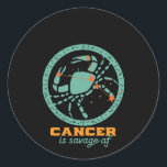 Funny Cancer Zodiac Star Sign Astrology Birthday Ronde Sticker<br><div class="desc">Kanker zodiac ster en symbool. retrospectief ontwerp voor degenen die in juni of juli geboren zijn. Koel en grappig verjaardagsfeest voor Cancer baby, koning, koningin, prinses en het leven van het feest. Ideaal voor diegenen die van constellatie, astrologie, sterrenteken en horoscoop houden. Geweldig kerstcadeau en verjaardagscadeau voor zoon, dochter, vrienden,...</div>