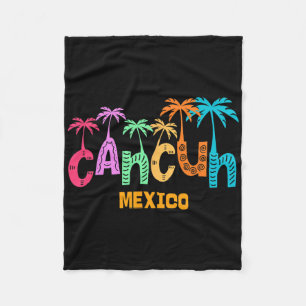 Funny Cancun Mexico Palm Tree Colorful Typografie Fleece Deken