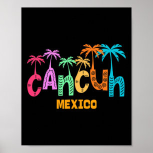 Funny Cancun Mexico Palm Tree Colorful Typografie Poster