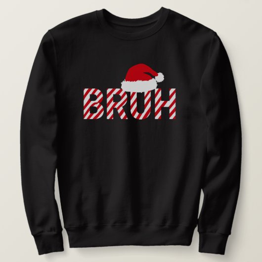 Funny Candy Cane "BRUH" Santa Hat Trui (Design voorkant)