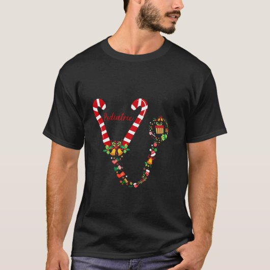 Funny Candy Cane Stethoscope Pediatrische verpleeg T-shirt (Voorkant)