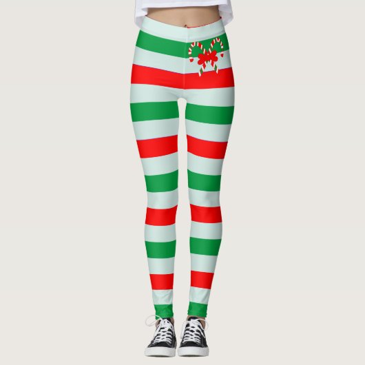 Funny Candy Cane Striped Leggings