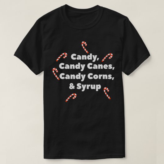 Funny Candy Canes corns and Syrup KerstGraphi T-shirt (Design voorkant)