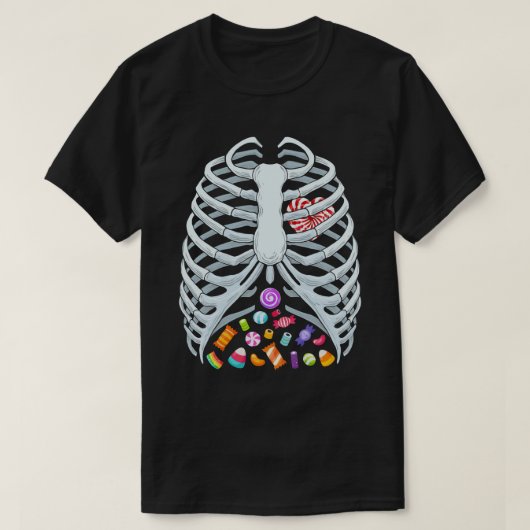  Funny Candy Skeleton Rib Cage Halloween Costume T-shirt (Design voorkant)