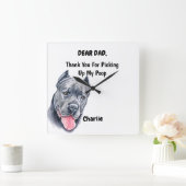 Funny Cane Corso Waterverf Canine Art  Vierkante Klok (Huis)