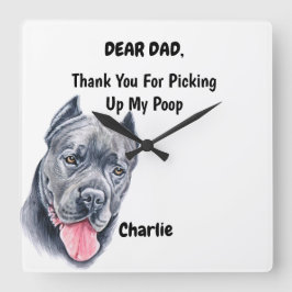 Funny Cane Corso Waterverf Canine Art  Vierkante Klok