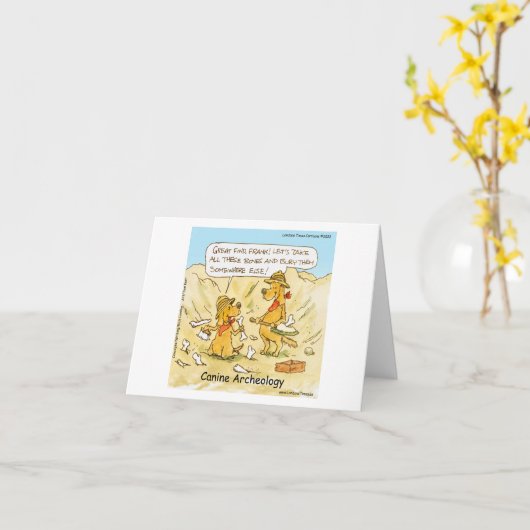 Funny Canine Archeology Comic Kaart (Gele Bloem)