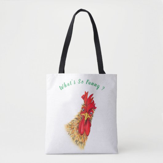Funny Canvas tas Surprised Rooster - Aangepaste te (Voorkant)