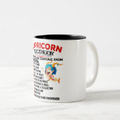 Funny Capricorn Zodiac Sign Nutrition Facts Tweekleurige Koffiemok (Voorkant rechts)