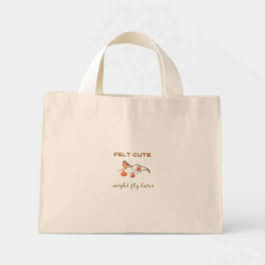 Funny Caption Felt Cute Herfst Fruits & Bird Mini Tote Bag (Voorkant)