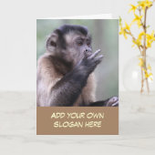 Funny Capuchin Monkey om je zelf aan te passen Kaart (Gele Bloem)