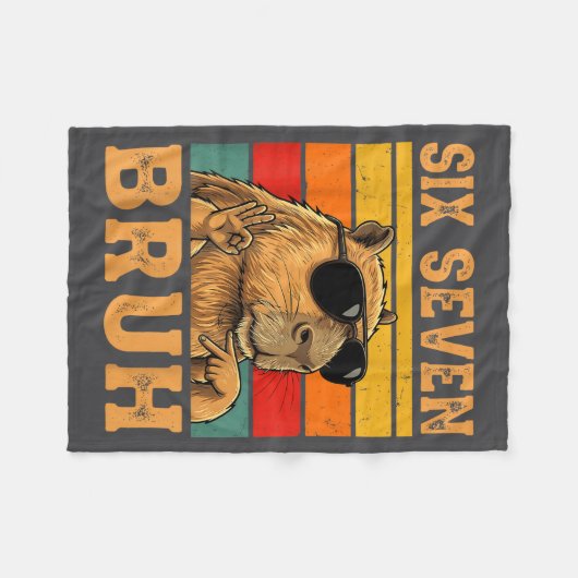 Funny Capybara 67 Meme Six Seven Bruh Boys Teens K Fleece Deken (Voorkant (Horizontaal))