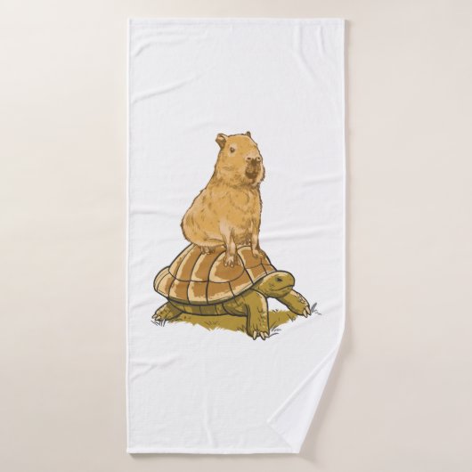 Funny Capybara Animal Turtle Cute Capybara Badhanddoek (Badhanddoek)