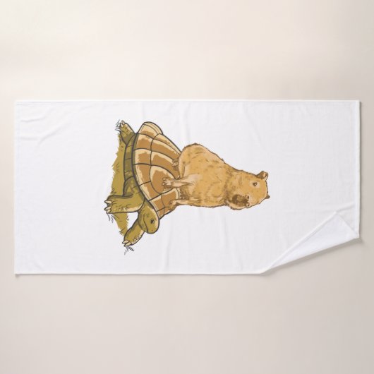 Funny Capybara Animal Turtle Cute Capybara Badhanddoek (Badhanddoek)