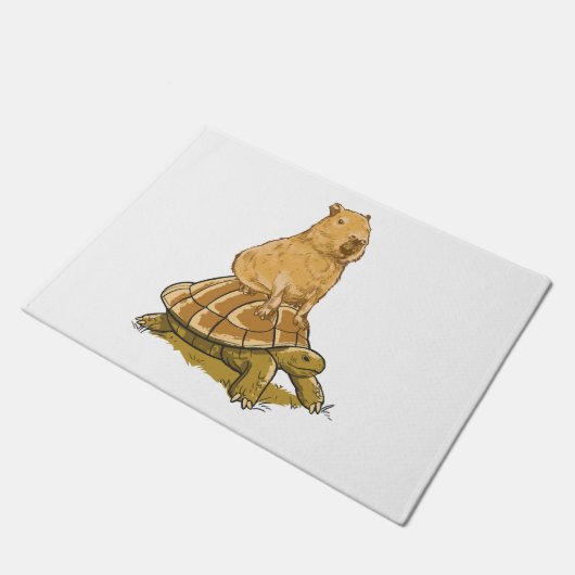 Funny Capybara Animal Turtle Cute Capybara Deurmat (Schuin)