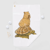 Funny Capybara Animal Turtle Cute Capybara Golfhanddoek (Insitu)