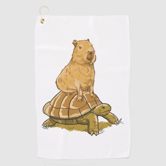 Funny Capybara Animal Turtle Cute Capybara Golfhanddoek (Voorkant)