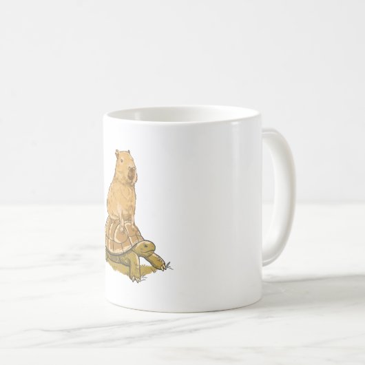 Funny Capybara Animal Turtle Cute Capybara Koffiemok (Voorkant rechts)