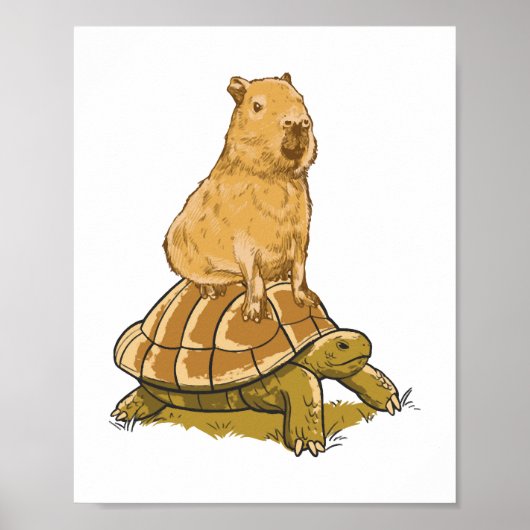 Funny Capybara Animal Turtle Cute Capybara Poster (Voorkant)