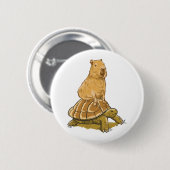 Funny Capybara Animal Turtle Cute Capybara Ronde Button 5,7 Cm (Voorkant /achterkant)