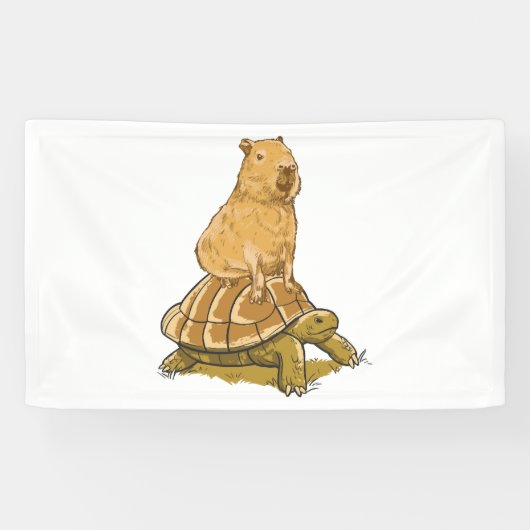 Funny Capybara Animal Turtle Cute Capybara Spandoek (Horizontaal)