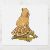 Funny Capybara Animal Turtle Cute Capybara Sparkling Wijnetiket (Enkel label)