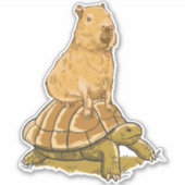 Funny Capybara Animal Turtle Cute Capybara Sticker (Voorkant)