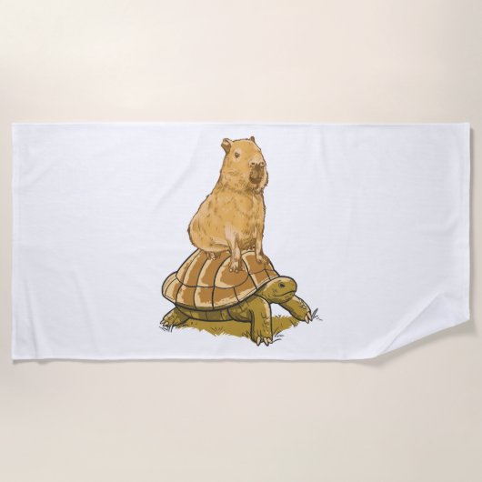 Funny Capybara Animal Turtle Cute Capybara Strandlaken (Voorkant)