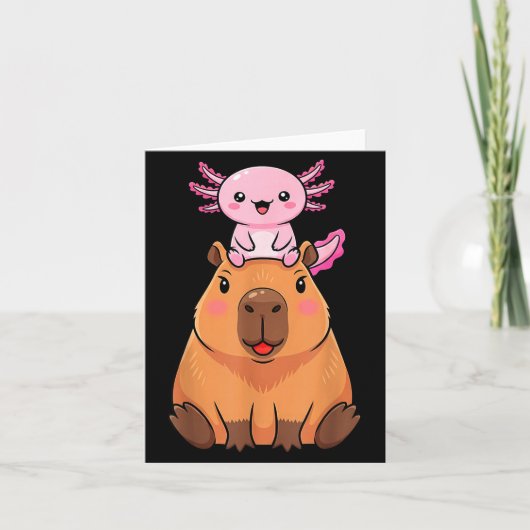 Funny Capybara Axolotl Kawaii Kids Boys Girls Anim Kaart (Voorkant)