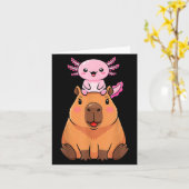 Funny Capybara Axolotl Kawaii Kids Boys Girls Anim Kaart (Gele Bloem)