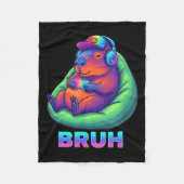 Funny Capybara Bruh Video Games Lovers Fleece Deken (Voorkant)