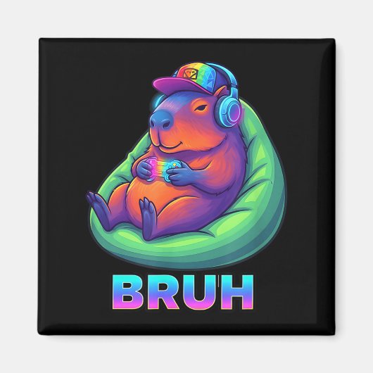 Funny Capybara Bruh Video Games Lovers Magneet (Voorkant)