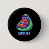 Funny Capybara Bruh Video Games Lovers Ronde Button 5,7 Cm (Voorkant)