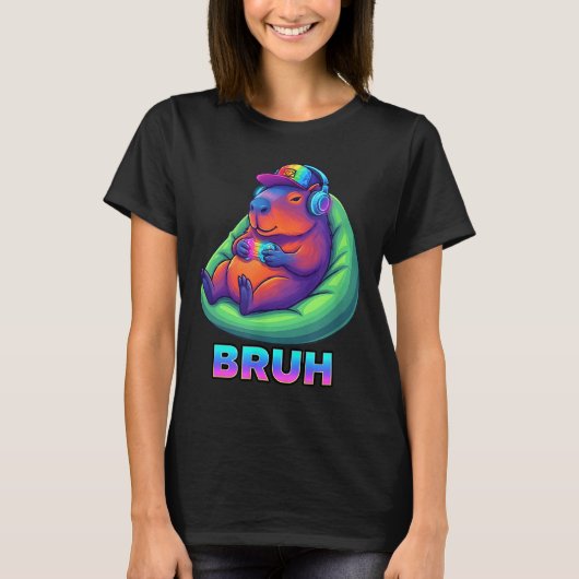 Funny Capybara Bruh Video Games Lovers T-shirt (Voorkant)