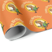 Funny Capybara Cappy Birthday! Cute Sunny Cartoon Cadeaupapier (Rol Hoek)