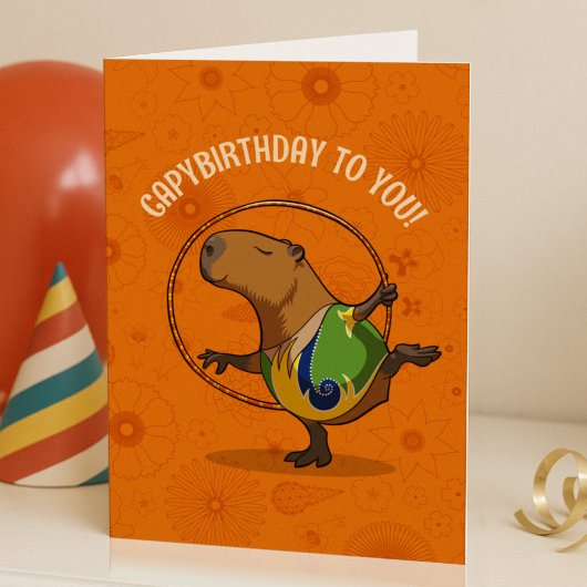 Funny Capybara Capybirthday To You! Birthday Art Kaart