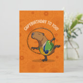 Funny Capybara Capybirthday To You! Dancer Cartoon Kaart (Staand voorkant)