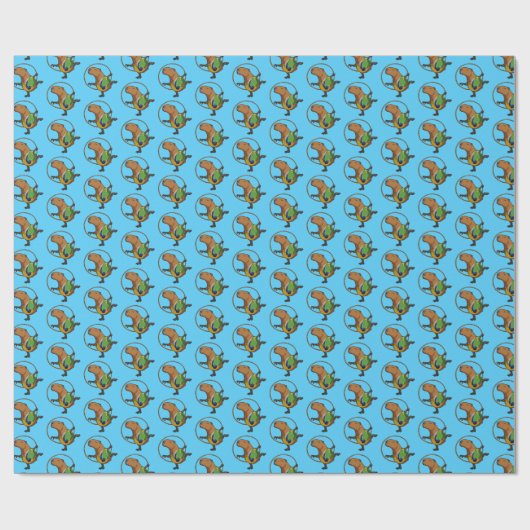 Funny Capybara Dancer Rhythmic Gymnast Cartoon Cadeaupapier (Vlak)