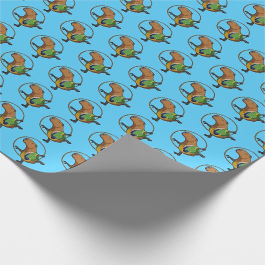 Funny Capybara Dancer Rhythmic Gymnast Cartoon Cadeaupapier (Hoek)
