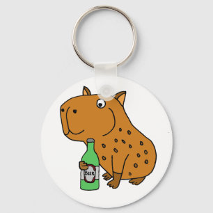 Funny Capybara Drink bierfles Sleutelhanger