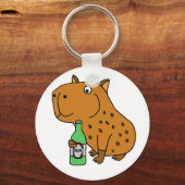 Funny Capybara Drink bierfles Sleutelhanger (Voorkant)